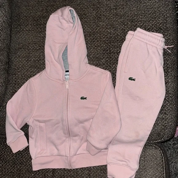 Lacoste Matching Sets Light Pink Zip Up Hoodie And Sweatpants